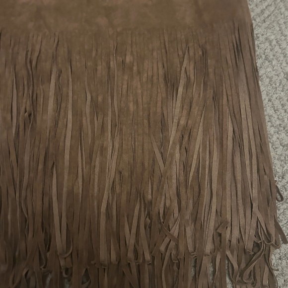 J.O.A. Tan Fringe Midi Skirt - Picture 3 of 6